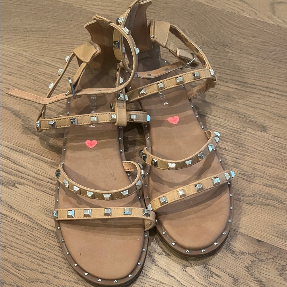 Steve Madden Tan Sandals with Silver Studs